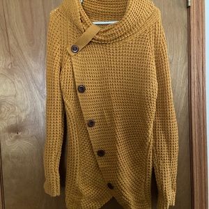 Cowl neck asymmetrical sweater